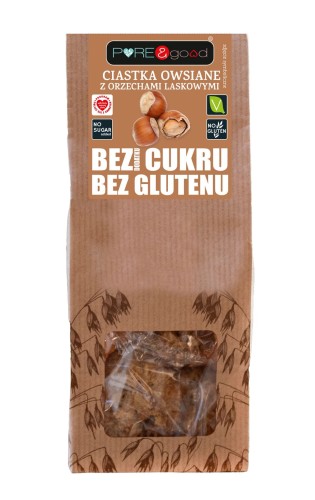 CIASTKA OWSIANE Z ORZECHAMI LASKOWYMI BEZGLUTENOWE BEZ DODATKU CUKRU 150g - PURE &amp; GOOD