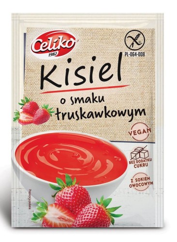 KISIEL O SMAKU TRUSKAWKOWYM BEZGLUTENOWY 40 g - CELIKO.