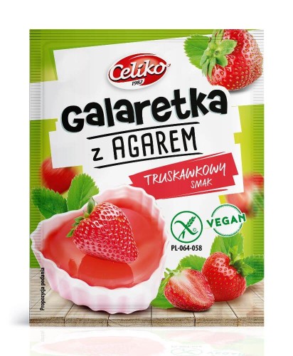 GALARETKA AGAR O SMAKU TRUSKAWKOWYM BEZGLUTENOWA 45 g - CELIKO.