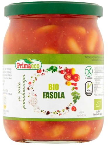 FASOLA W SOSIE POMIDOROWYM BEZGLUTENOWA BIO 440 g - PRIMAECO.