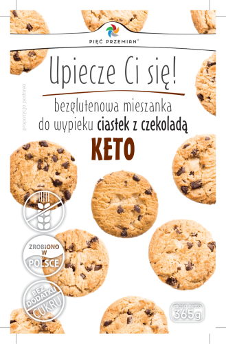 MIESZANKA NA KETO CIASTKA Z CZEKOLADĄ BEZGLUTENOWE 365 g - PIĘĆ PRZEMIAN