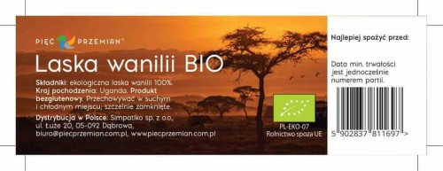 WANILIA LASKA W SZKLANEJ TUBIE BIO 1 szt. - PIĘĆ PRZEMIAN