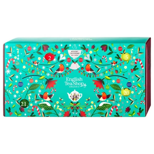 KALENDARZ ADWENTOWY CHEST (HERBATY I HERBATKI) BIO PIRAMIDKI (13 SMAKÓW) (25 x 2 g) 50 g - ENGLISH TEA SHOP ORGANIC (PRODUKT SEZONOWY)