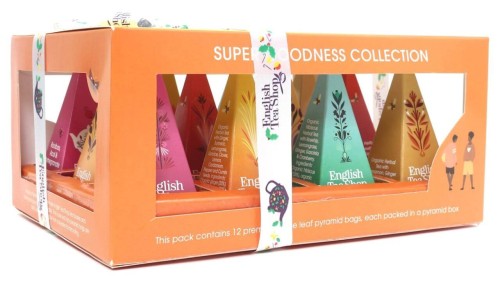KOLEKCJA HERBATEK OWOCOWO - ZIOŁOWYCH BIO PIRAMIDKI (SUPER GOODNESS - 6 SMAKÓW) (12 x 2 g) 24 g - ENGLISH TEA SHOP