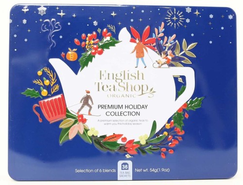 ZESTAW HERBATEK PREMIUM HOLIDAY COLLECTION W OZDOBNEJ NIEBIESKIEJ PUSZCE BIO - ENGLISH TEA SHOP
