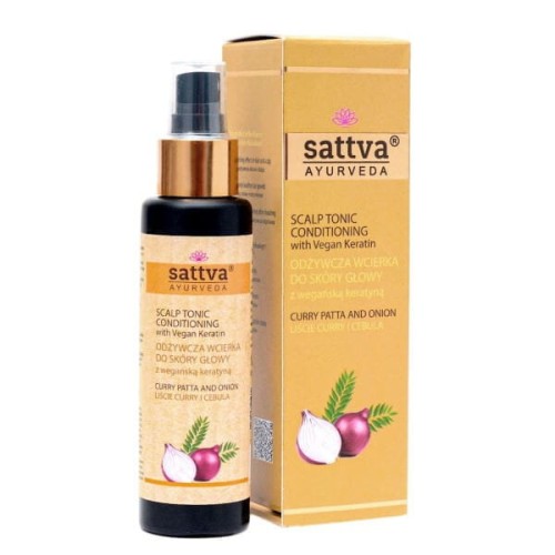 WCIERKA DO SKÓRY GŁOWY ODŻYWCZA LIŚCIE CURRY &amp; CEBULA 100 ml - SATTVA (AYURVEDA)