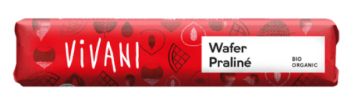 BATON Z MLECZNEJ CZEKOLADY Z NADZIENIEM NUGATOWYM Z KAWAŁKAMI WAFELKÓW BIO 40 g - VIVANI