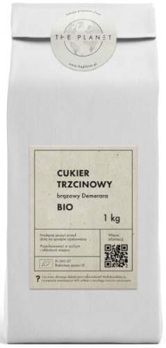 CUKIER TRZCINOWY BRĄZOWY DEMERARA BIO 1 kg - THE PLANET