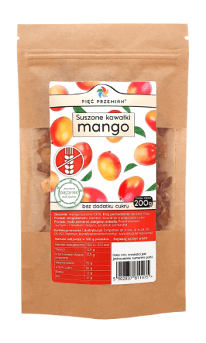 MANGO SUSZONE KAWAŁKI BEZGLUTENOWE 200g - PIĘĆ PRZEMIAN