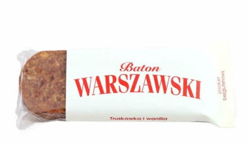 BATON WARSZAWSKI - TRUSKAWKA Z WANILIĄ BEZGLUTENOWY 50g - BATON WARSZAWSKI