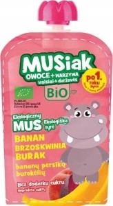 MUS OWOCOWO-WARZYWNY BANAN-BRZOSKWINIA-BURAK BIO 100g - MUSIAKI
