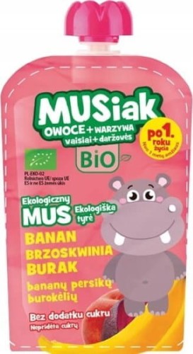 MUS OWOCOWO-WARZYWNY BANAN-BRZOSKWINIA-BURAK BIO 100g - MUSIAKI