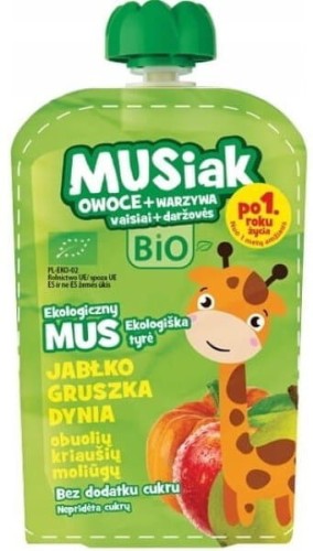 MUS OWOCOWO-WARZYWNY JABŁKO-GRUSZKA-DYNIA BIO 100g - MUSIAKI