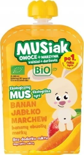 MUS OWOCOWO-WARZYWNY BANAN-JABŁKO-MARCHEW BIO 100g - MUSIAKI