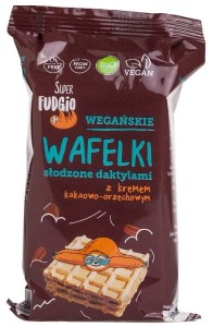 WAFLE Z KREMEM KAKAOWO - ORZECHOWYM SŁODZONE DAKTYLAMI BIO (4 x 30 g) 120 g - ME GUSTO (SUPER FUDGIO)