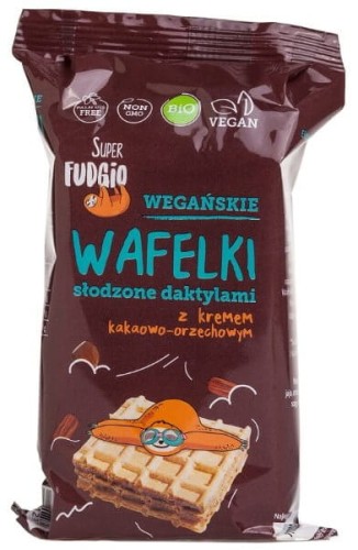 WAFLE Z KREMEM KAKAOWO - ORZECHOWYM SŁODZONE DAKTYLAMI BIO (4 x 30 g) 120 g - ME GUSTO (SUPER FUDGIO)