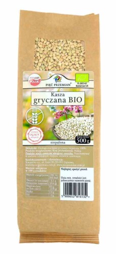 KASZA GRYCZANA BIAŁA BEZGLUTENOWA BIO 500 g - PIĘĆ PRZEMIAN