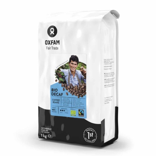 KAWA ZIARNISTA BEZKOFEINOWA ARABICA:ROBUSTA FAIR TRADE BIO 1 kg - OXFAM