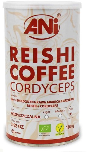KAWA ROZPUSZCZALNA ARABICA Z GRZYBAMI REISHI + CORDYCEPS BIO 100 g - ANI