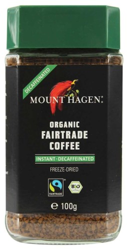 KAWA ROZPUSZCZALNA BEZKOFEINOWA ARABICA:ROBUSTA FAIR TRADE BIO 100 g - MOUNT HAGEN