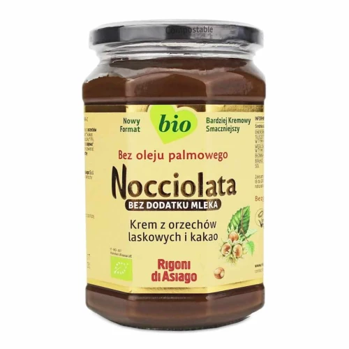 KREM Z ORZECHÓW LASKOWYCH I KAKAO BEZ DODATKU MLEKA BEZGLUTENOWY BIO 650 g - RIGONI DI ASIAGO (NOCCIOLATA)