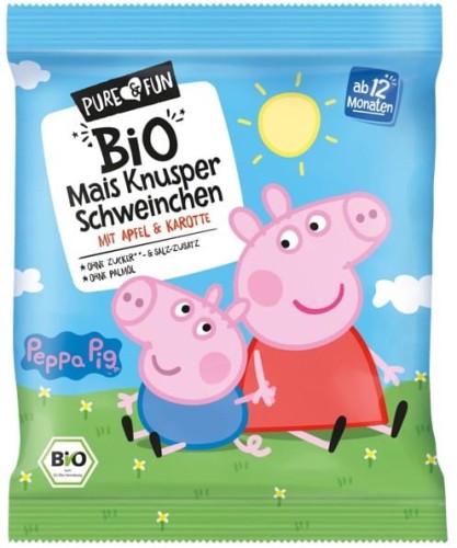 CHRUPKI KUKURYDZIANE JABŁKO-MARCHEW ŚWINKA PEPPA BIO 30 g - HEJO!