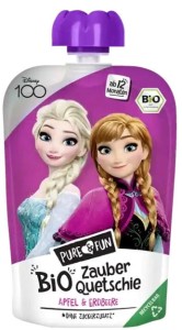 PRZECIER JABŁKO-TRUSKAWKA KRAINA LODU ELZA I ANNA BIO 100 g - HEJO!