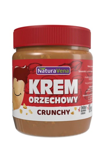 KREM ORZECHOWY CRUNCHY 100 % BEZ DODATKU SOLI I CUKRÓW 340 g - NATURAVENA