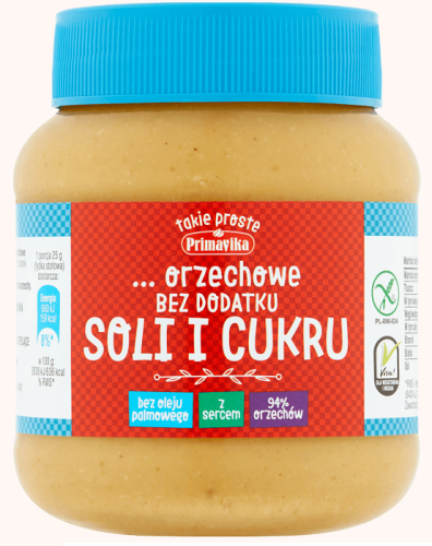 PASTA Z ORZESZKÓW ZIEMNYCH BEZ DODATKU SOLI I CUKRU BEZGLUTENOWA 350 g - PRIMAVIKA
