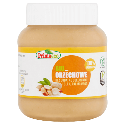 KREM Z PRAŻONYCH ORZESZKÓW ZIEMNYCH BEZGLUTENOWY BIO 360 g - PRIMAECO
