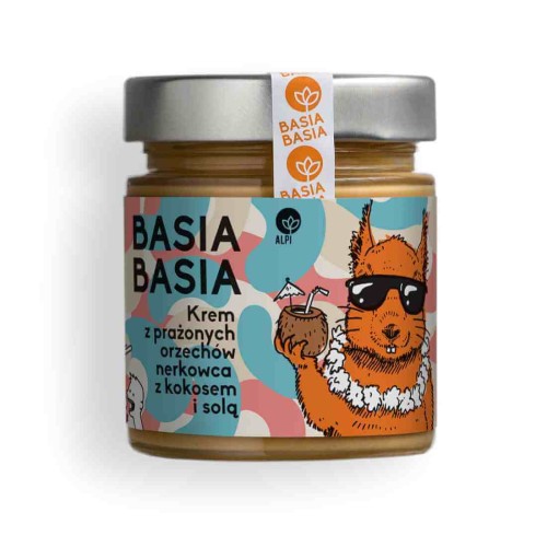 KREM Z PRAŻONYCH ORZECHÓW NERKOWCA Z KOKOSEM I SOLĄ BASIA BASIA 210 g - ALPI HUMMUS