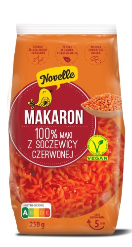 MAKARON PROTEINOWY (Z SOCZEWICY CZERWONEJ) ŚWIDERKI 250 g - NOVELLE