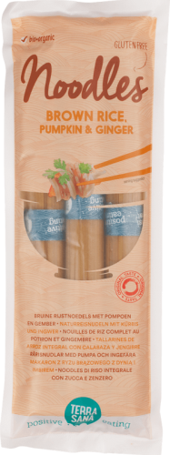 MAKARON (RYŻOWY RAZOWY TYPU NOODLE Z DYNIĄ I IMBIREM) BEZGLUTENOWY BIO 250 g - TERRASANA