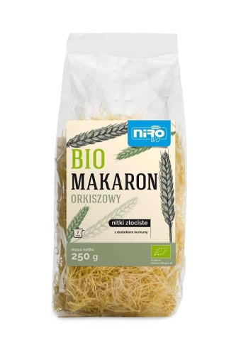 MAKARON (ORKISZOWY Z KURKUMĄ) NITKI ZŁOCISTE BIO 250 g - NIRO