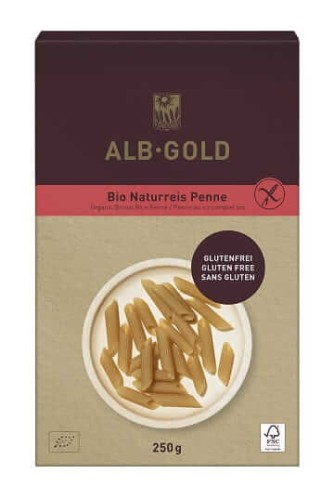 MAKARON (RYŻOWY RAZOWY) PENNE BEZGLUTENOWY BIO 250 g - ALB GOLD