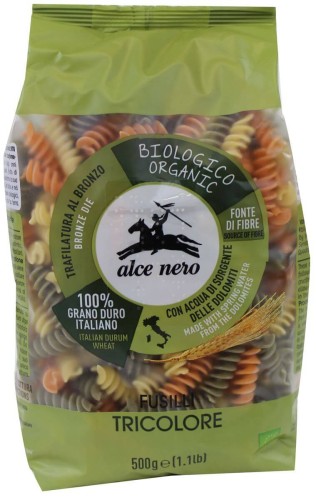 MAKARON (SEMOLINOWY TRÓJKOLOROWY) FUSILLI BIO 500 g - ALCE NERO