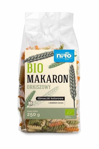 MAKARON (ORKISZOWY TRÓJKOLOROWY) ŚLIMACZKI BIO 250 g - NIRO