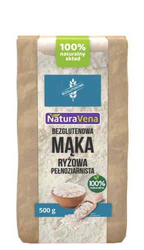 MĄKA RYŻOWA PEŁNOZIARNISTA BEZGLUTENOWA 500 g - NATURAVENA