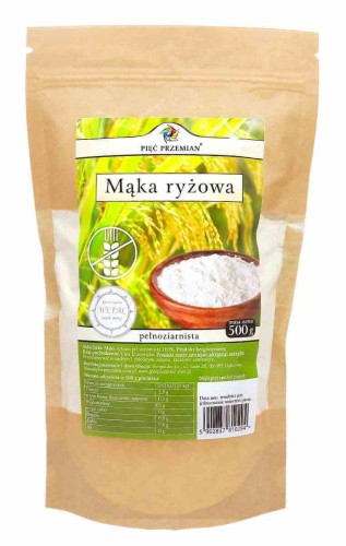 MĄKA RYŻOWA PEŁNOZIARNISTA BEZGLUTENOWA 500 g - PIĘĆ PRZEMIAN