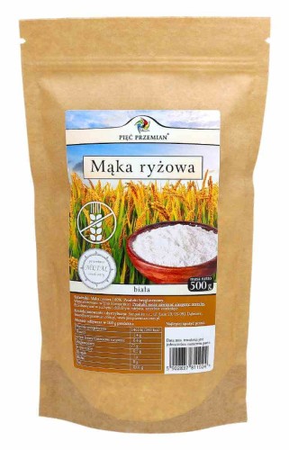 MĄKA RYŻOWA BIAŁA BEZGLUTENOWA 500 g - PIĘĆ PRZEMIAN