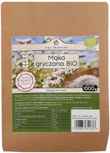 MĄKA GRYCZANA BEZGLUTENOWA BIO 1 kg - PIĘĆ PRZEMIAN