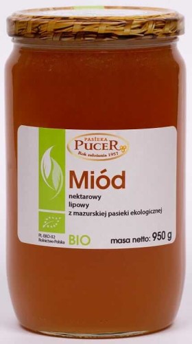 MIÓD NEKTAROWY LIPOWY BIO 950 g - PASIEKA PUCER