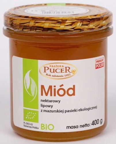 MIÓD NEKTAROWY LIPOWY BIO 400 g - PASIEKA PUCER
