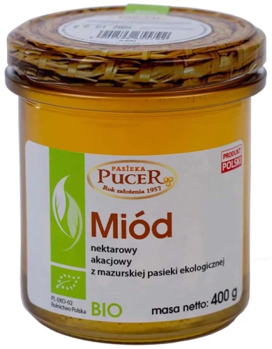 MIÓD NEKTAROWY AKACJOWY BIO 400 g - PASIEKA PUCER