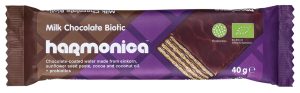 WAFELEK Z SAMOPSZY Z KREMEM MLECZNO - KAKAOWYM W POLEWIE Z MLECZNEJ CZEKOLADY Z PROBIOTYKAMI BIO 40 g - HARMONICA