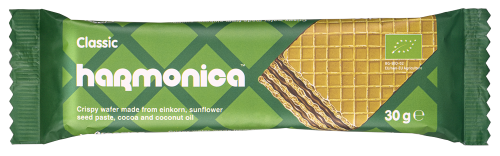 WAFELEK Z SAMOPSZY Z KREMEM MLECZNO - KAKAOWYM BIO 30 g - HARMONICA