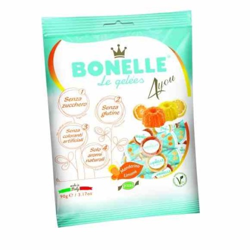ŻELKI O SMAKU CYTRYNY I MANDARYNKI BEZ DODATKU CUKRU 90 g - BONELLE