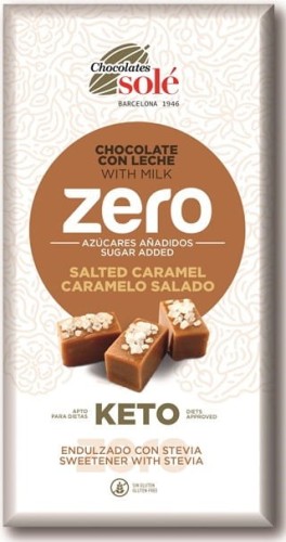 CZEKOLADA MLECZNA SŁONY KARMEL BEZ DODATKU CUKRU SŁODZONA STEWIĄ KETO 100 g - SOLE