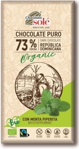 CZEKOLADA GORZKA 73% KAKAO Z MIĘTĄ BIO 100 g - SOLE