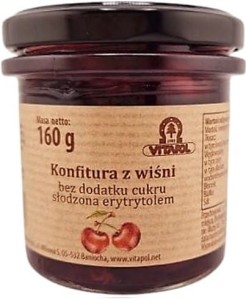 KONFITURA Z WIŚNI SŁODZONA ERYTRYTOLEM 160g - VITAPOL